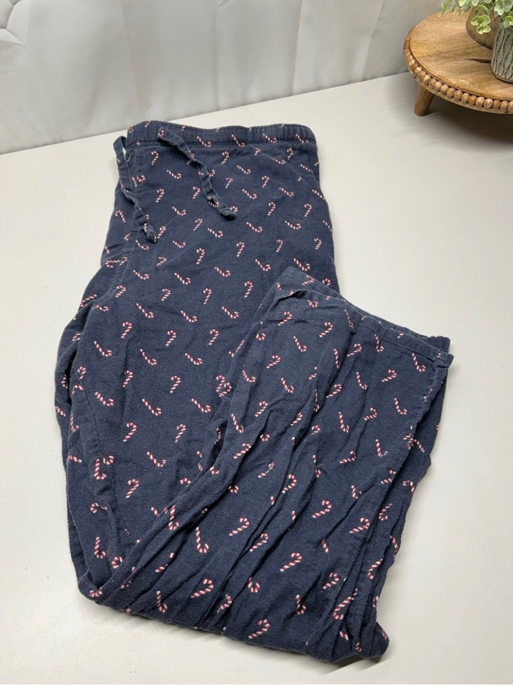Men’s XL Candy Cane Print Lounge Pants - Navy